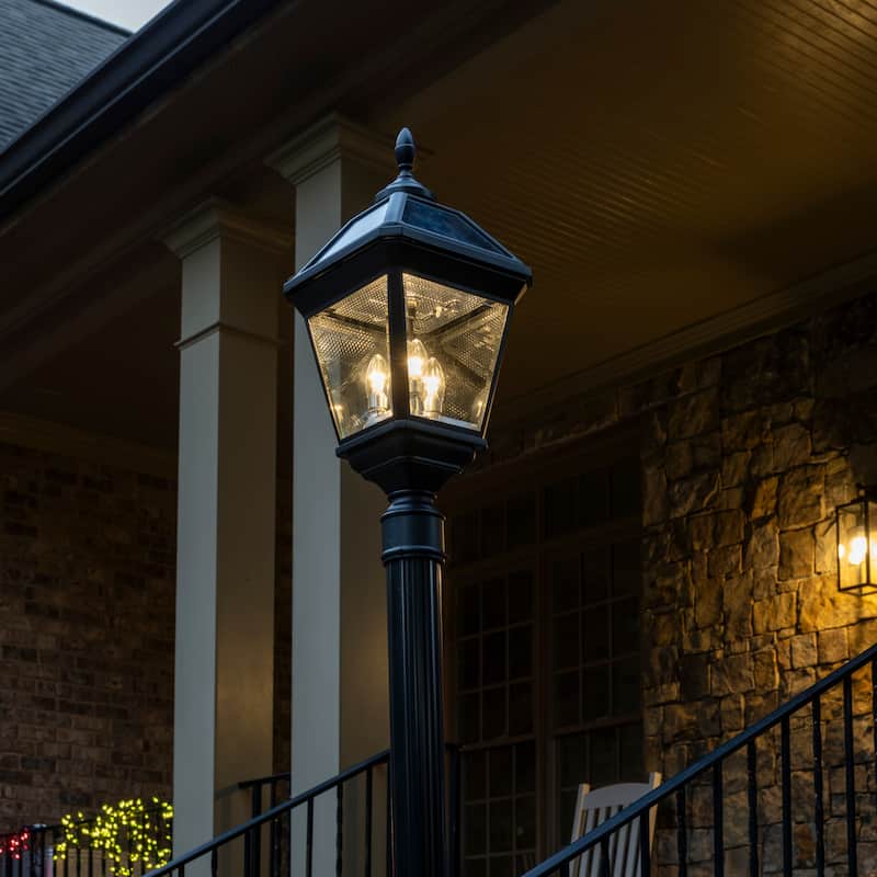 Gama Sonic Imperial Bulb Solar Warm White LED Post Light w/ 3" Fitter