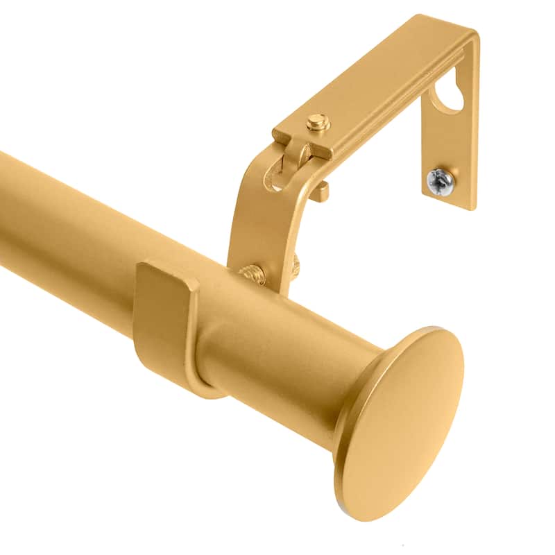 Meriville 1-Inch Diameter Dobson End Cap Single Window Treatment Curtain Rod - Gold - 28"-48"