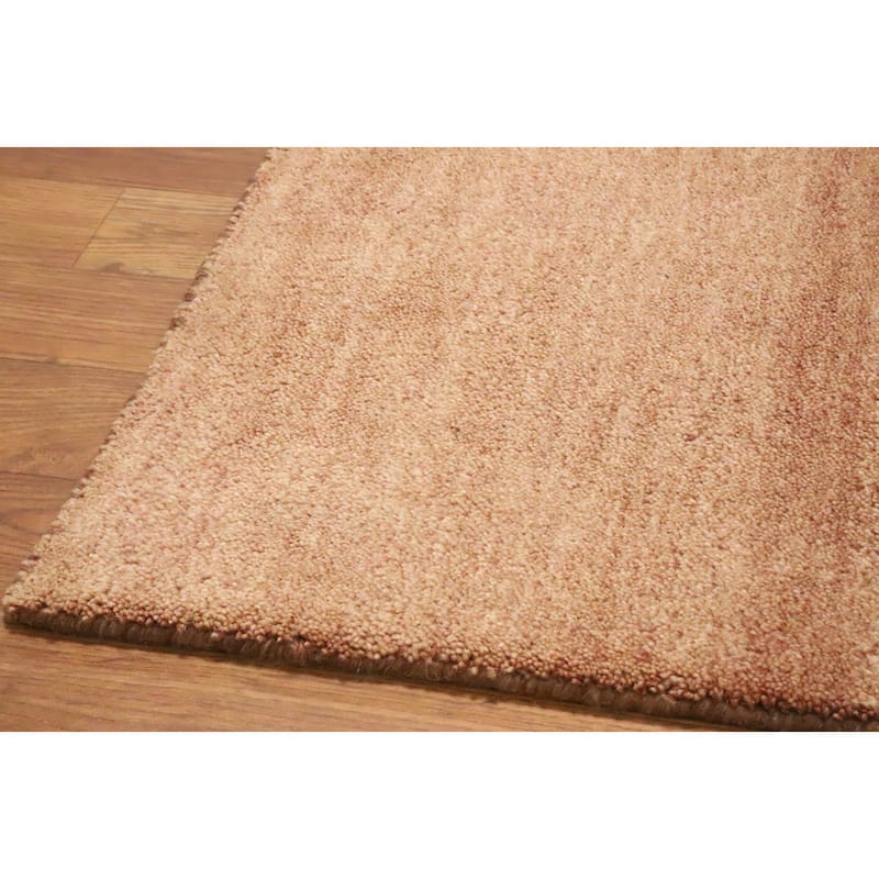 Hand Knotted Oriental 100% Wool Carpet Modern Solid Brown Gabbeh Area Rug - 4' 10'' X 3' 9''