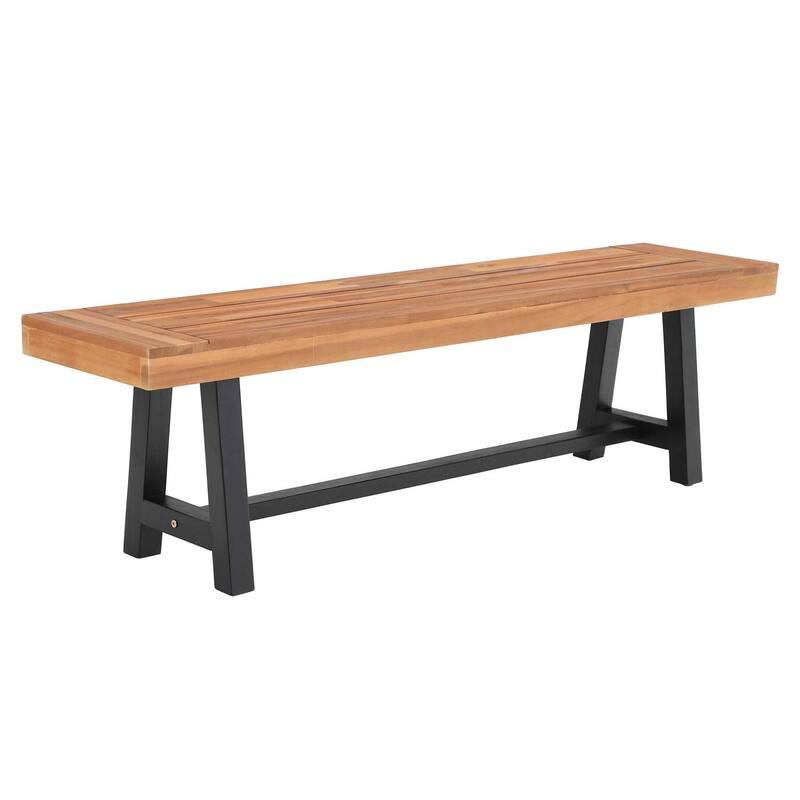 MAISON ARTS 1 PCS Acacia Wood Bench/3PCS Patio Dining Set with 1 Rectangular Table and 2 Benches - 1-Piece Bench