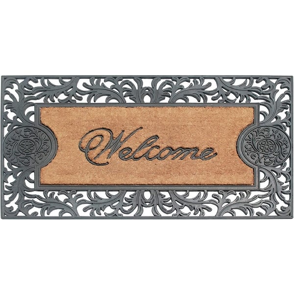 A1HC Welcome Beige 24 in x 38 in Rubber and Coir Large Heavy
