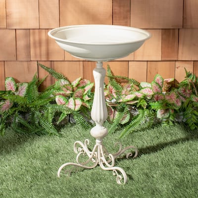 SAFAVIEH Outdoor Brisa Victorian Scroll Iron Bird Bath - 19" W x 19" D x 27" H - 19"W x 19"D x 27"H