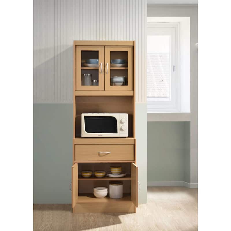 71" Beige Top and Bottom Enclosed Kitchen Cabinet