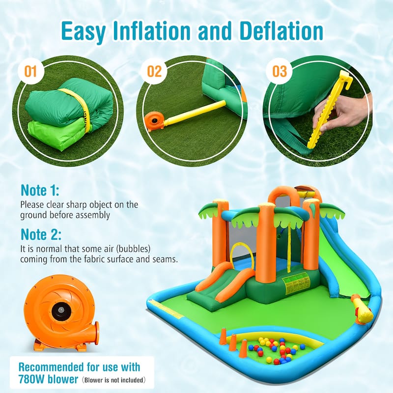 Costway Inflatable Water Slide Park Kid Bounce House Splash Pool - See Details