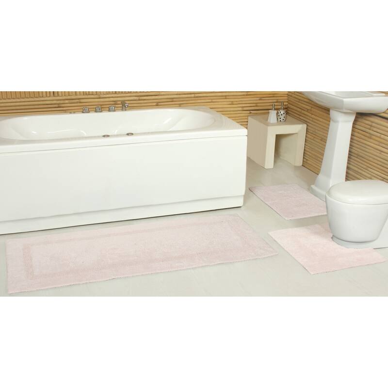 Fabstyles Basix Soft & Absorbent Reversible Cotton Bath Rug - 24 x 60 - Blush Pink