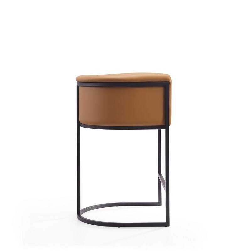 Manhattan Comfort Cosmopolitan 33.8 in. Black Metal Counter Height Bar Stool (Set of 2)