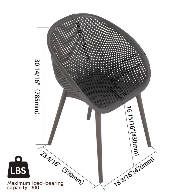 2-Pack Modern Lounge Chairs - Indoor/Outdoor All-Weather PP Plastic, Lightweight & Stackable for Patio, Beach, Living Room