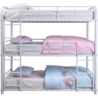 Cairo Twin over Twin over Twin Metal Bunk Bed with Guardrails and ...