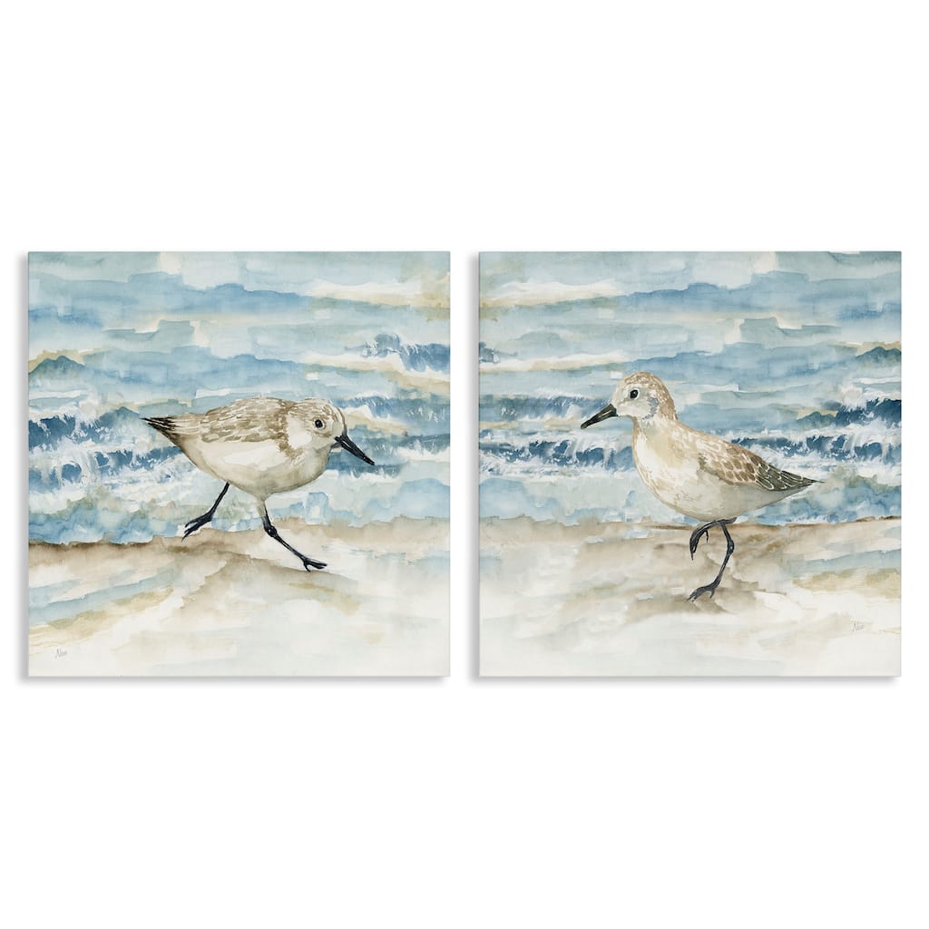 Stupell Sandpipers Treading Beach Shore Canvas Wall Art Design By Nan (Set of 2)
