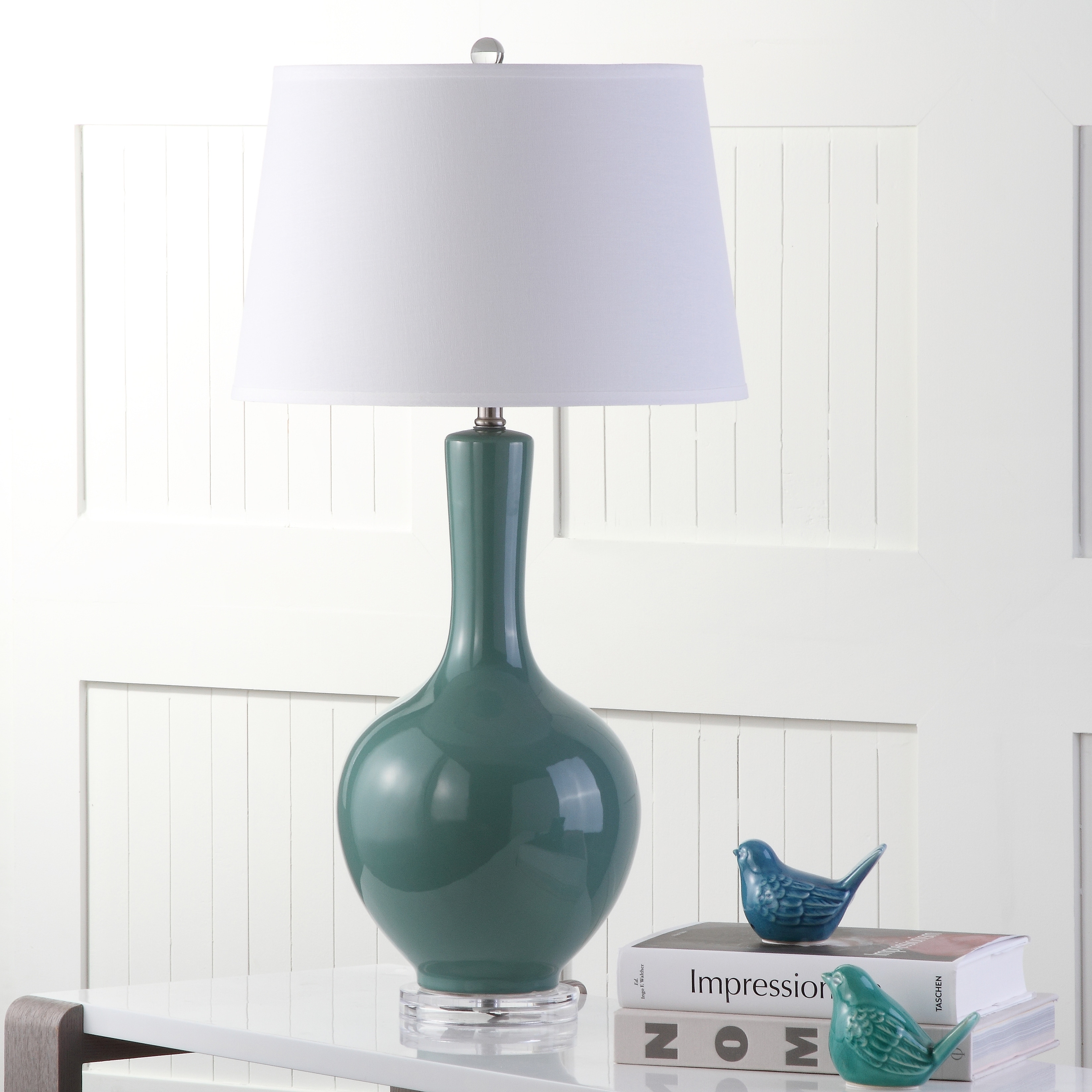 SAFAVIEH Lighting 32-inch Teal Blanche Gourd Lamp (Set of 2) - 17" x 17" x 32"