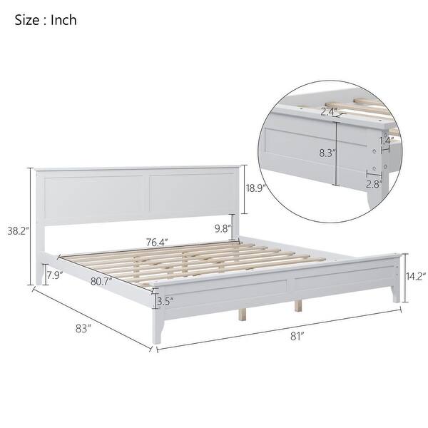 Modern White Solid Wood King Platform Bed - Bed Bath & Beyond - 38903937