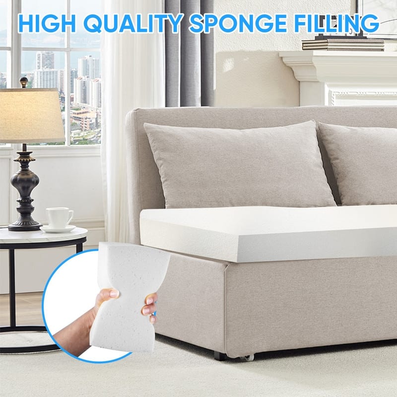 Mixoy Full/Queen Size Sofa Bed,2 in 1 Convertible Linen 1-Seater/Loveseat Sleeper Sofa Couch with Cushions