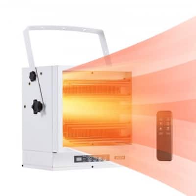 White 10000W Electric Garage Heater with Remote and Wall/Ceiling Mount - 16.1 x 12.6 x 15.4 in