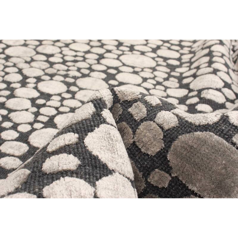 ECARPETGALLERY Hand Loomed Elysian Light Grey Viscose, Wool Rug - 4'11 x 7'0