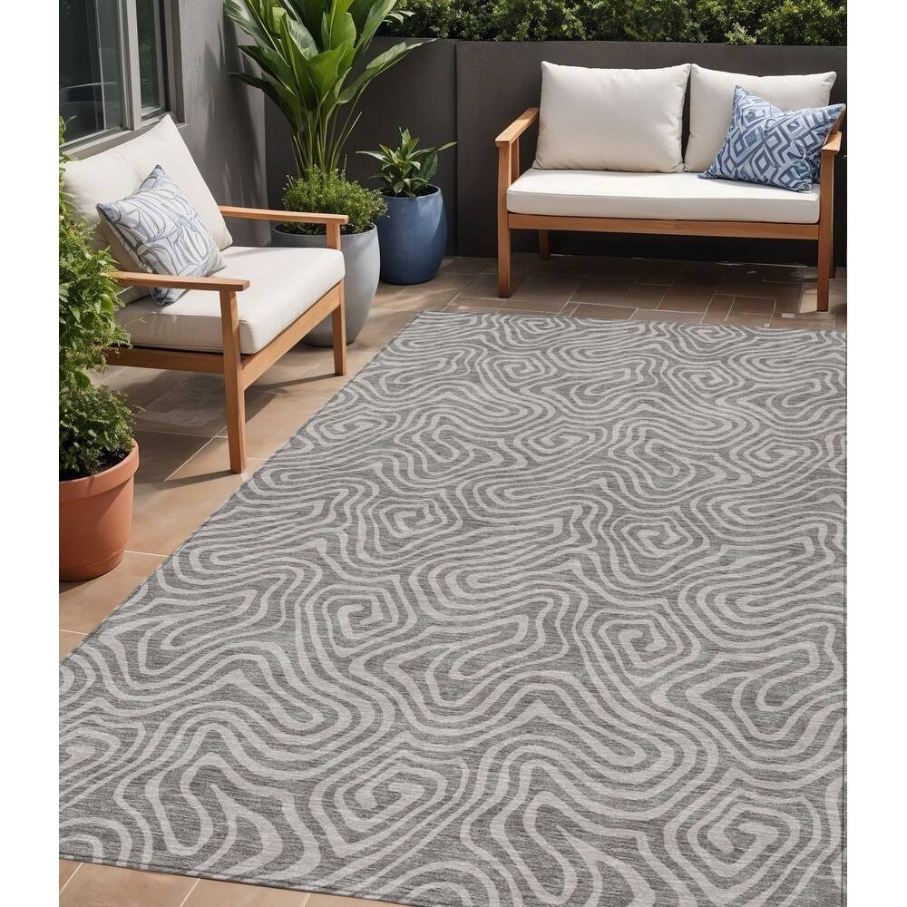 HomeRoots Abstract Transitional Rectangle Outdoor Rug