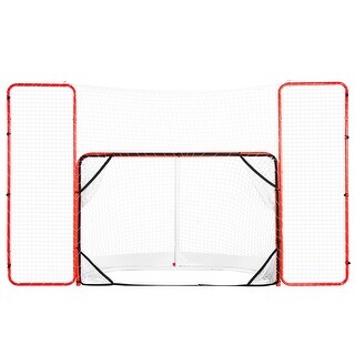 Hockey Goal with Backstop and Targets Street Steel Hockey Net White/Red