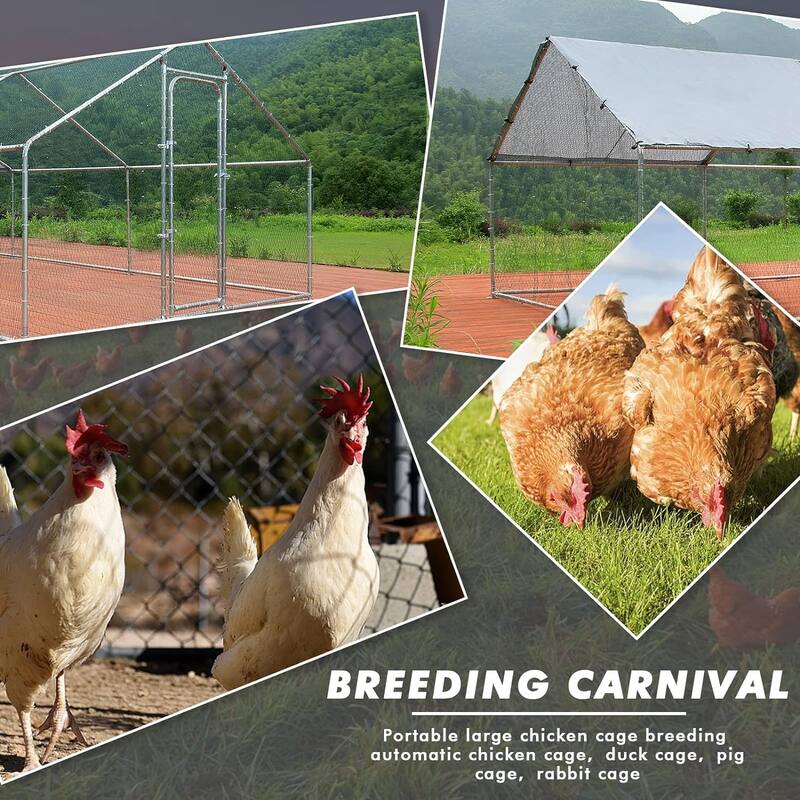 BOSSIN Bold Chicken Coop Run Large Metal Chicken Pen OutdoorPoultry Cage Spire Shape Heavy Duty Walkin for Yard with Waterproof