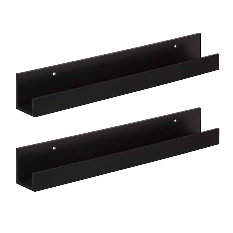 Levie 24 inch 2-Pack Wood Wall Picture Frame Holder Ledge - 2 Piece - 24" - Black