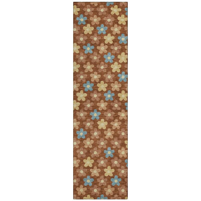 Machine Washable Indoor/ Outdoor Floral Kechi Chantille Rug