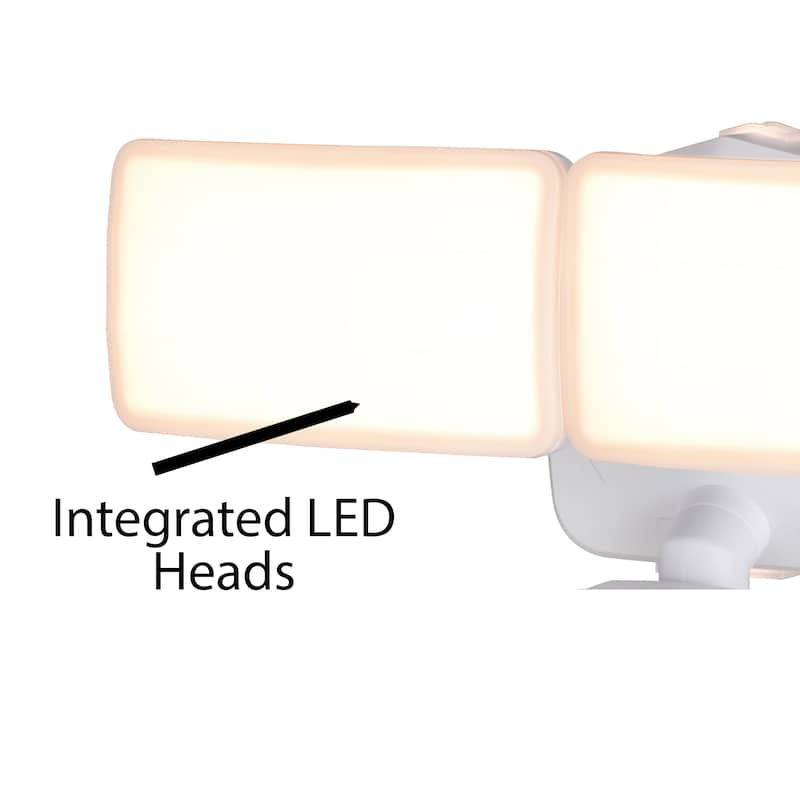Merill White Integrated LED Motion Sensor Dusk to Dawn Outdoor Security Flood Light - 11.5-in W x 7.25-in H x 5.75-in D