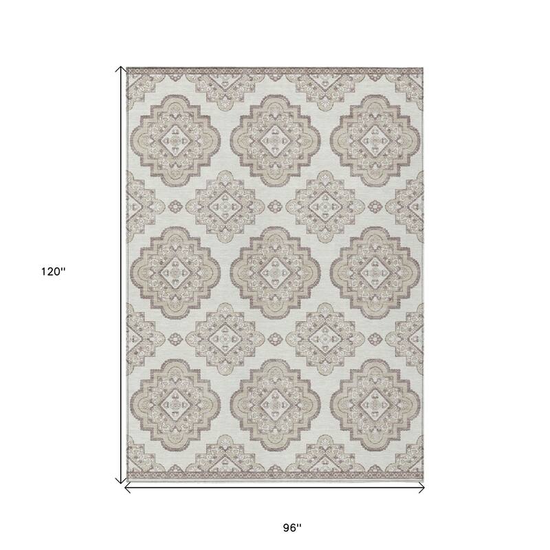 HomeRoots Medallion Transitional Rectangle Outdoor Rug