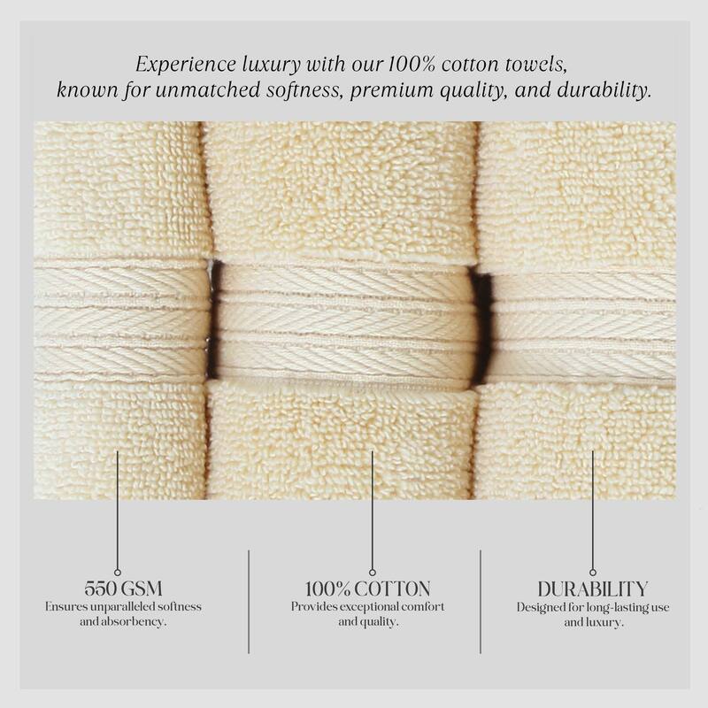 Home Weavers Elegance Essentials 550GSM Cotton Zero Twist Super Absorbent Hand Towel Set of 4