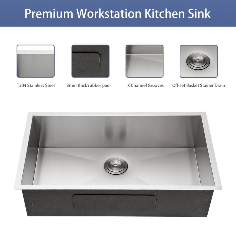 Undermount 16 Gauge Single Bowl Stainless Steel Kitchen Sink in Brushed Nickel