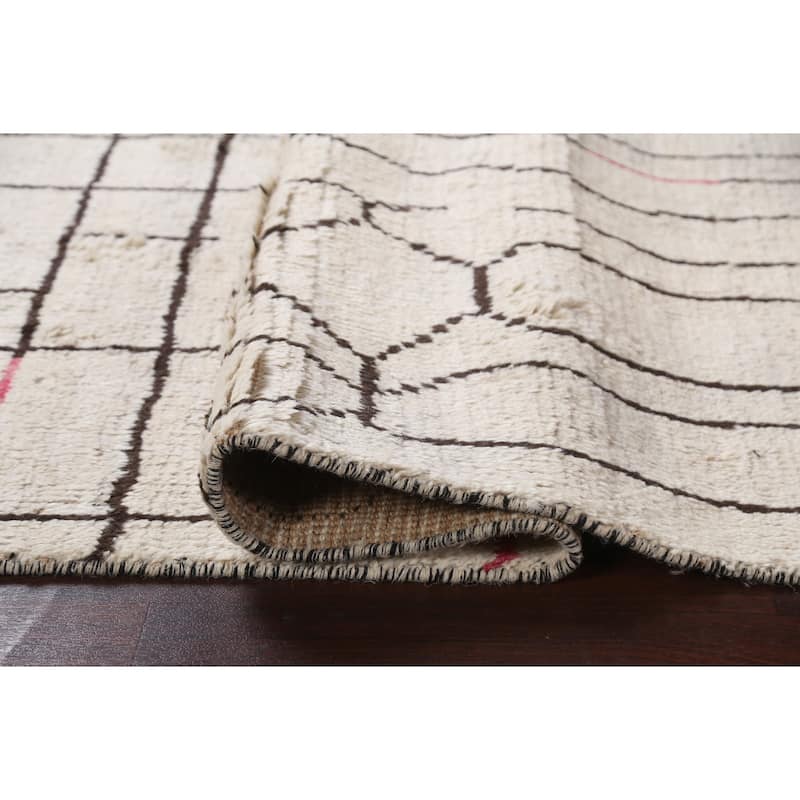Tribal Moroccan Oriental Wool Area Rug Hand-knotted Foyer Size Carpet - 4'0" x 6'4"