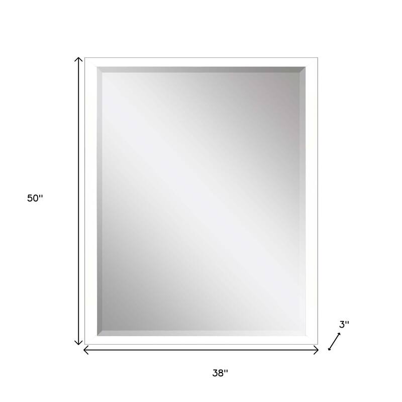 HomeRoots 50" White Solid Wood Framed Accent Mirror - 38.00 in. x 50.00 in. x 3.00 in.
