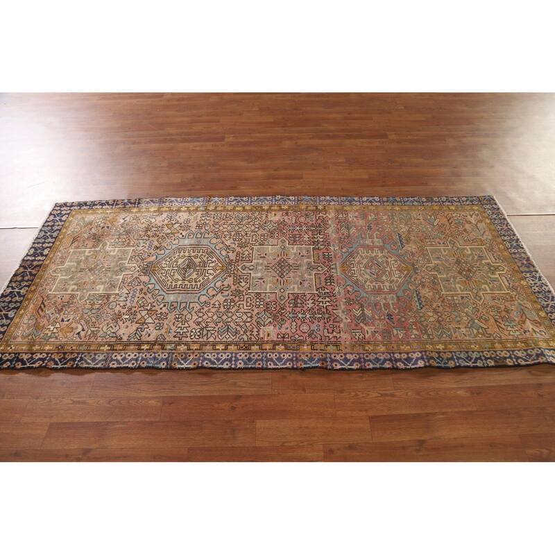 Vegetable Dye Handmade Gharajeh Persian Vintage Runner Rug - 3'3"x 7'4"