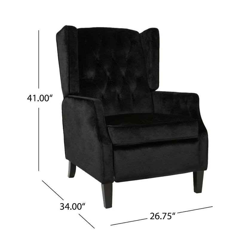 Modern Fabric Recliner with Wingback Design and Tufted Upholstery by Christopher Knight Home