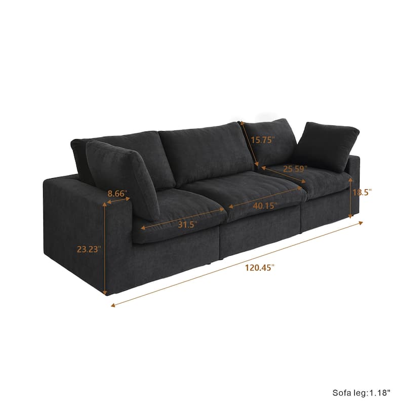3PCS Living Room Sofa Set,Modern Living Room Sofa with Storage Ottoman