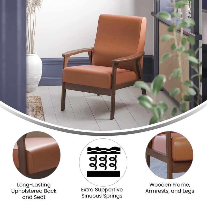 Mid-Century Modern Arm Chair with Wooden Frame and Arms
