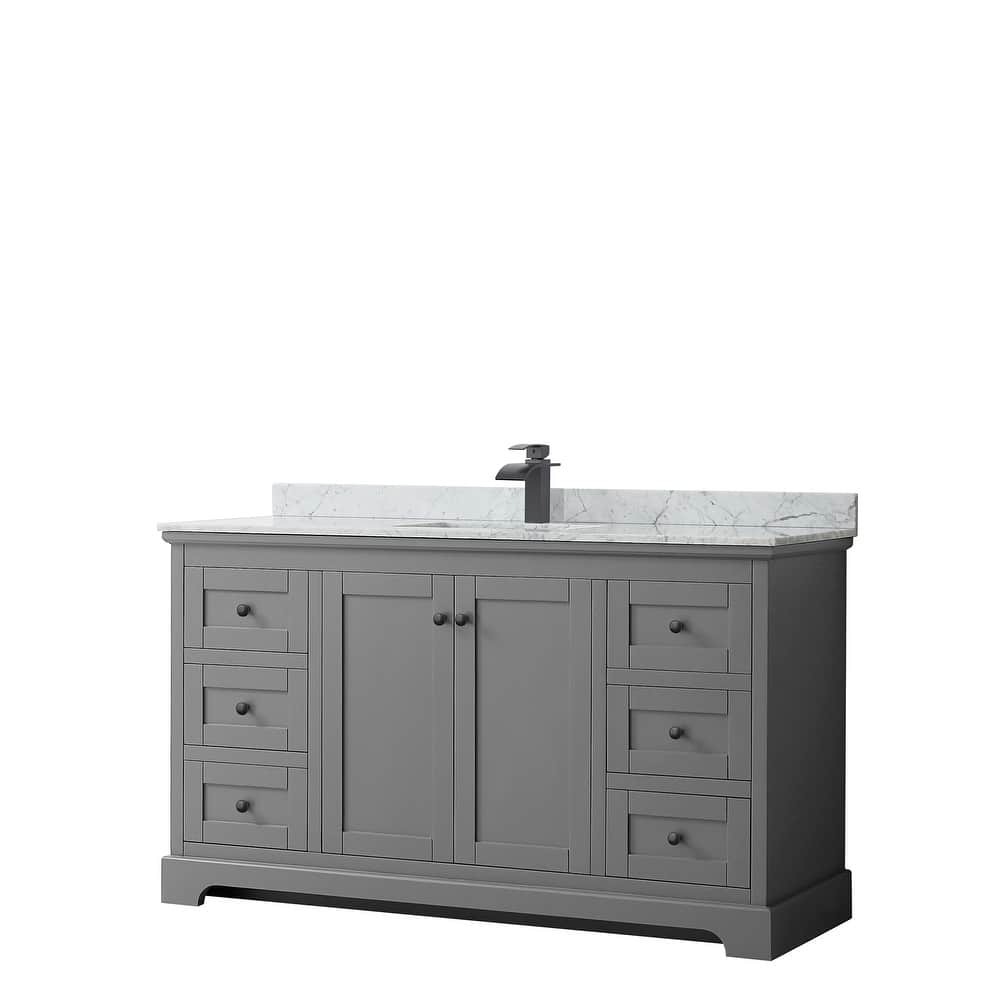 Avery 60-inch Single Vanity, Marble Top, Square Sink, No Mirror