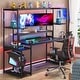 preview thumbnail 5 of 5, 70 inces gaming desk ,modern black computer desk with hutch storage shelf