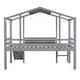 preview thumbnail 11 of 12, Twin Size Loft Bed with Ladder and Slide, House Bed with Blackboard and Light Strip on the Roof, for Kids Girl Boy, Grey