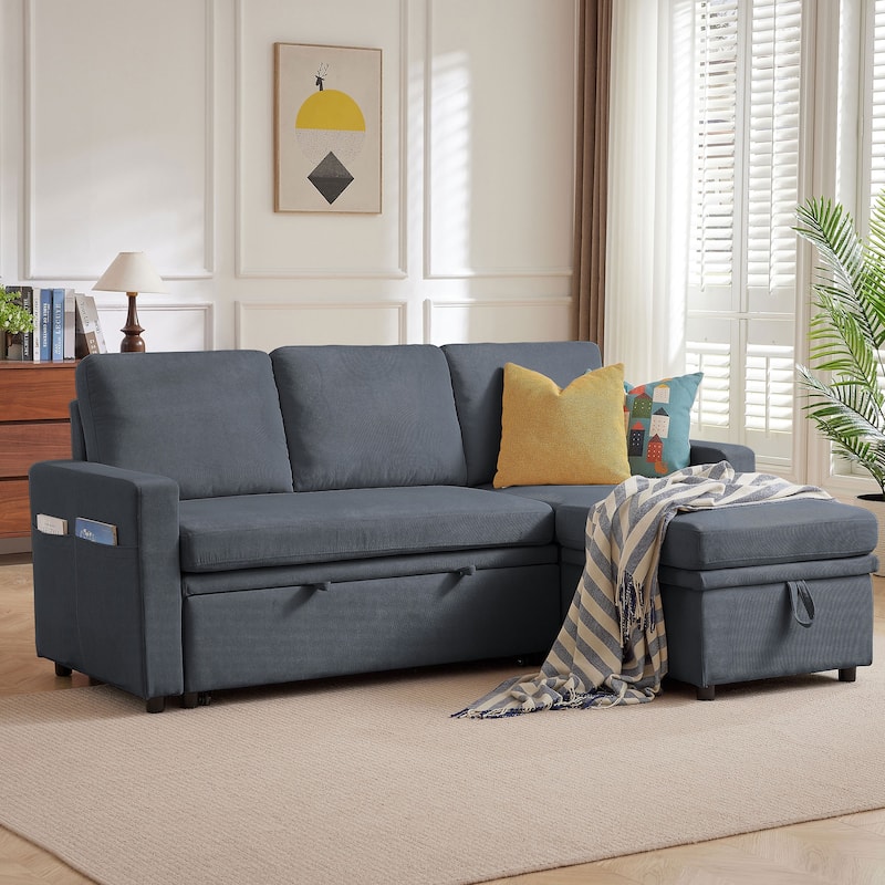 78.94" Pin Striped Fabric Sleeper Sofa