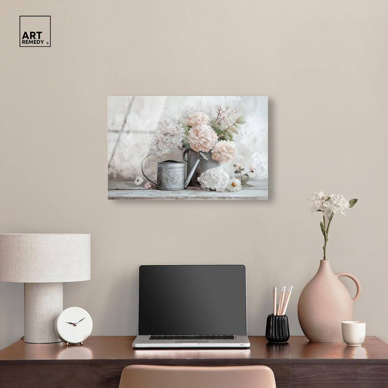 Can and White Blooms Acrylic by Art Remedy, Ready to Hang