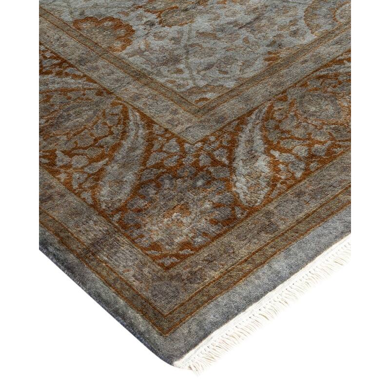 Overton Hand Knotted Wool Vintage Inspired Modern Contemporary Overdyed Gray Area Rug - 6' 2" x 12' 0"