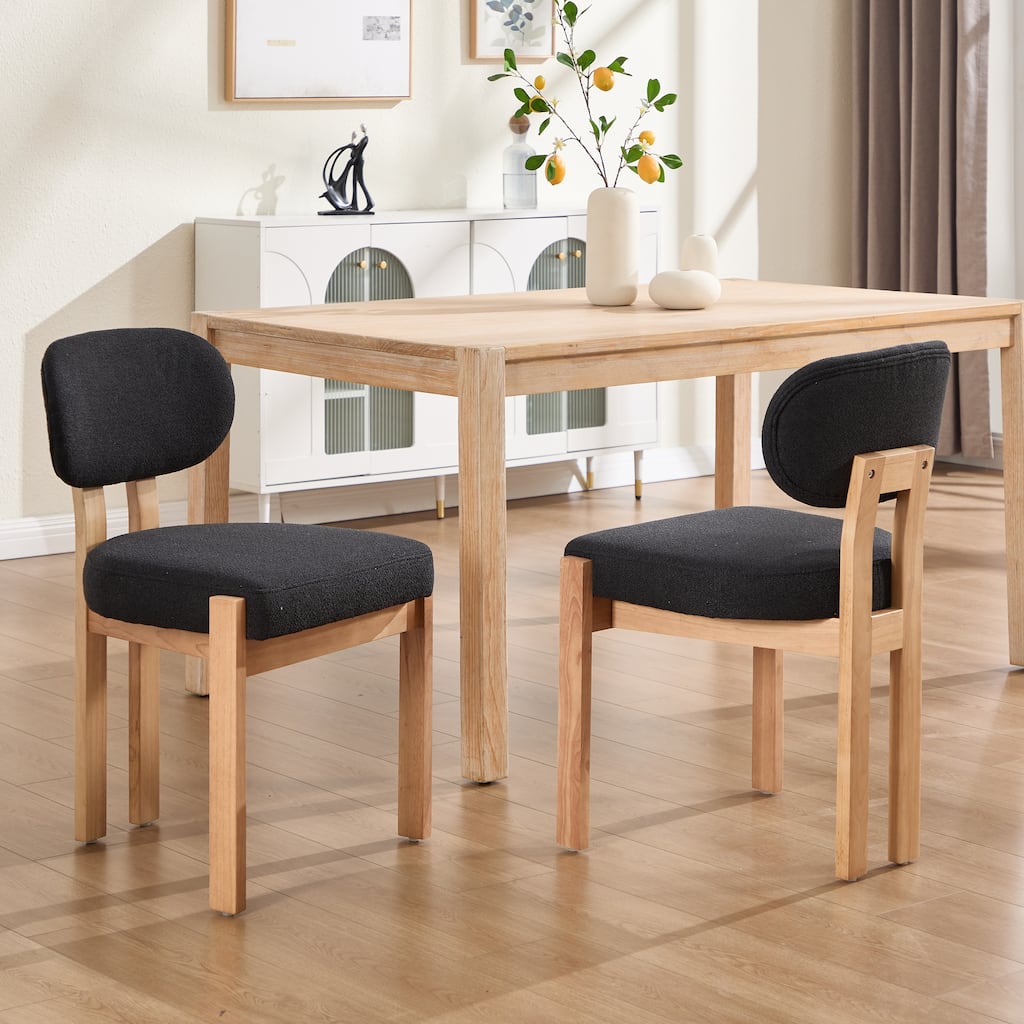 Wooden Dining Chairs Set of 2, Modern Fabric Upholstered Dining Room Chair Kitchen Chairs, Farmhouse Dinner Chair for Kitchen