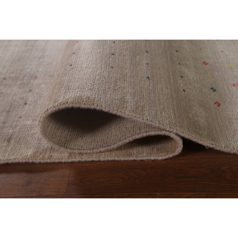 Gabbeh Area Rug Hand-Knotted Tribal Wool Carpet - 7'10" x 9'10"