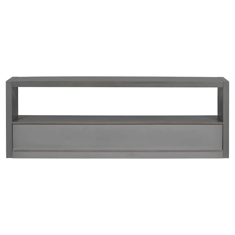 74" Wood TV Stand Wide Top Media Console Table w/ 3 Drawers, Metal Handles, Classic Entertainment Center for Living Room