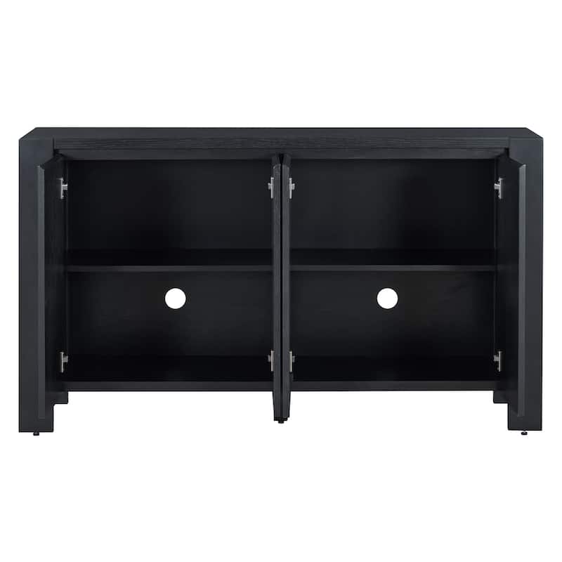 Buffet Cabinet with Storage, 4-Door Retro Wood Sideboard with Distressed Finish and Adjustable Shelves