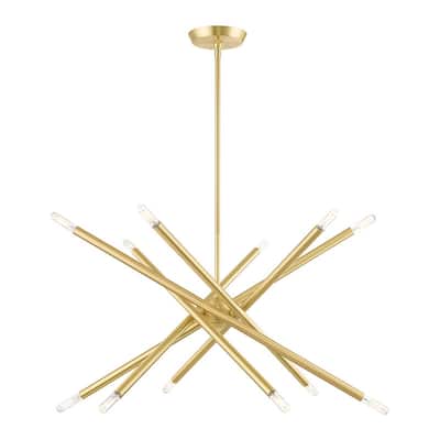 Livex Lighting 12-light Satin Brass Chandelier, 46776-12 - 27.5" Dia x 25" - 67" Adj. H
