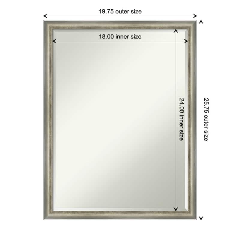 Salon Scoop Half-Inch-Bevel Wood Framed Wall Mirror - Glass Size 18x24 - Salon Scoop Silver