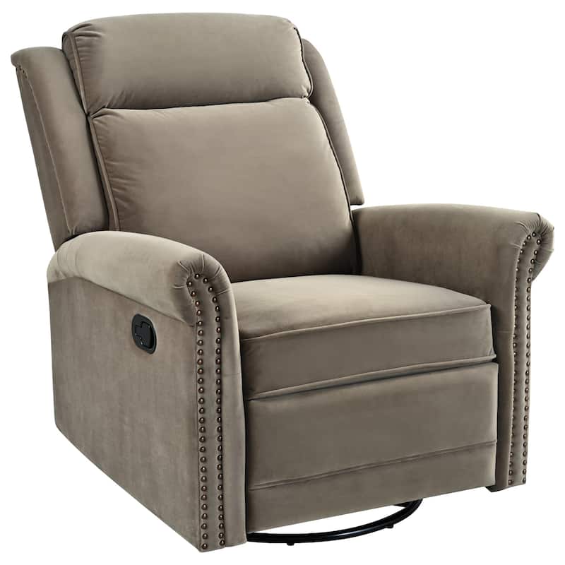 Roomfitters 360 Degree Swivel Rocking Recliner Chair with Adjustable Backrest, Velvet Nursery Glider