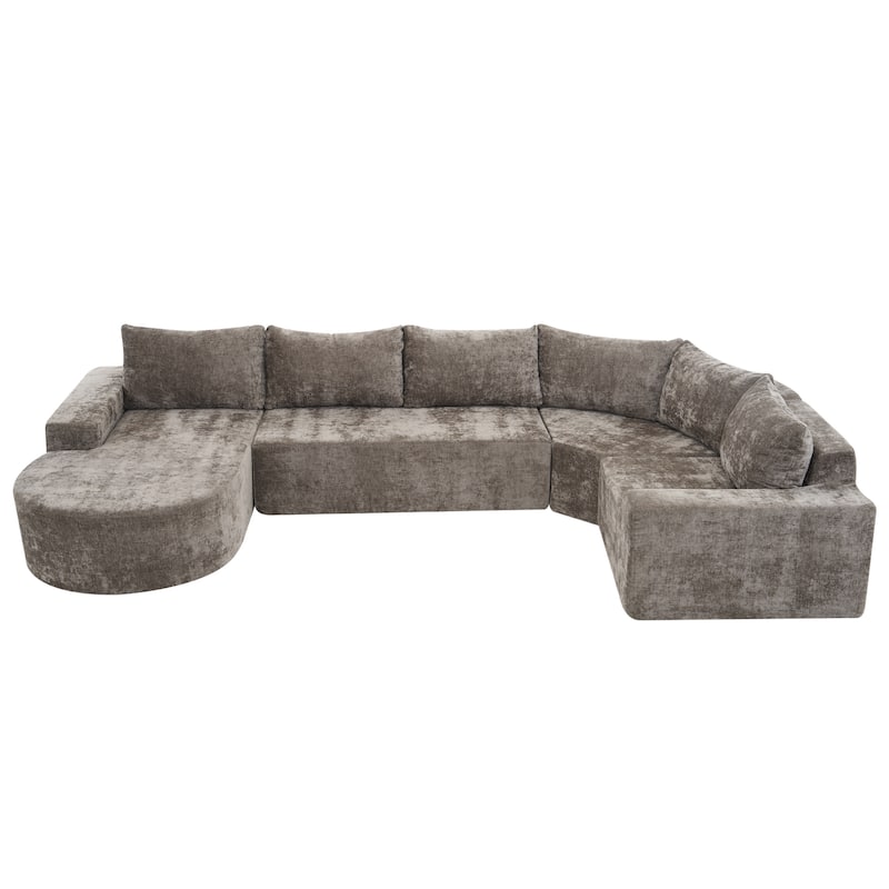 139" Chenille Modular Cloud Sectional Sofa with Deep Seating, Pocket Spring Support, and 5-Piece U-Shaped Configuration