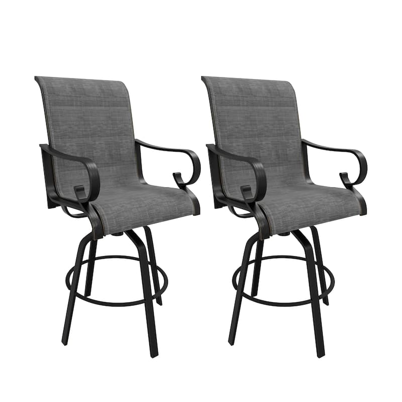 Outdoor Patio Grey Aluminum Swivel Bar Stools (Set of 2)