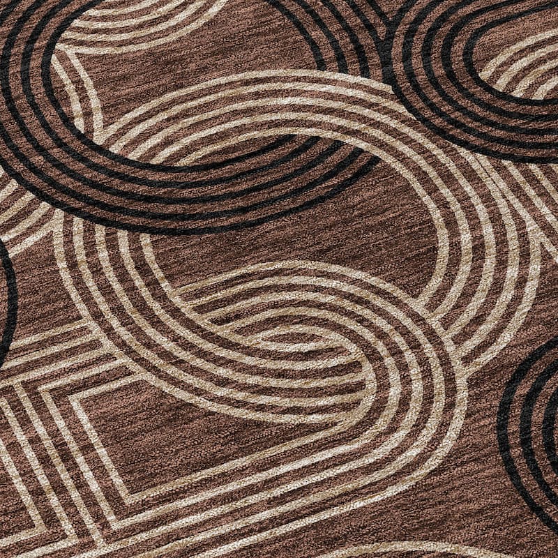 Machine Washable Indoor/ Outdoor Contemporary Geo Chantille Rug