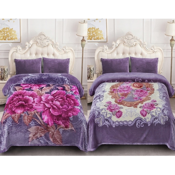 Reversible Mink Fleece Blanket Different Pattern in Each Side - On